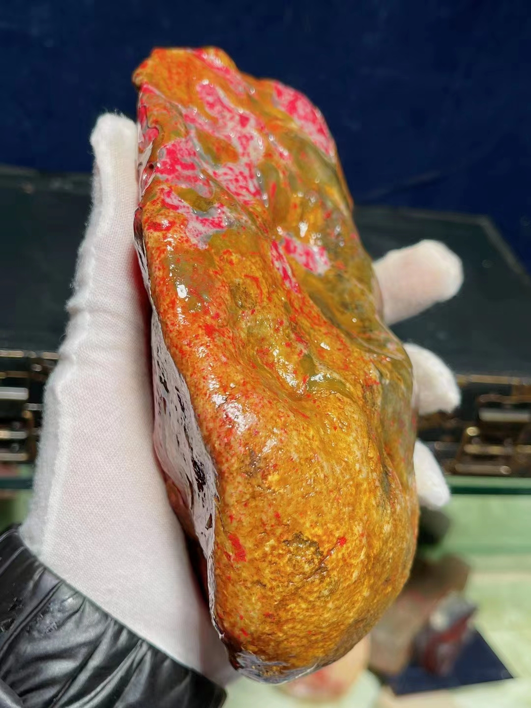 極品昌化田黃原石大紅袍雞血石規格