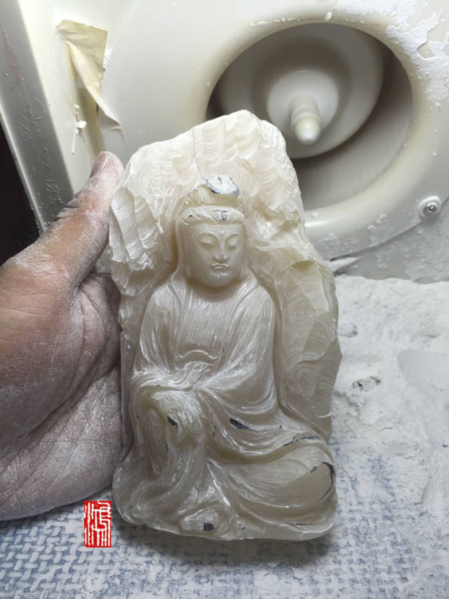 壽山石觀音擺件 壽山石的雕刻過程