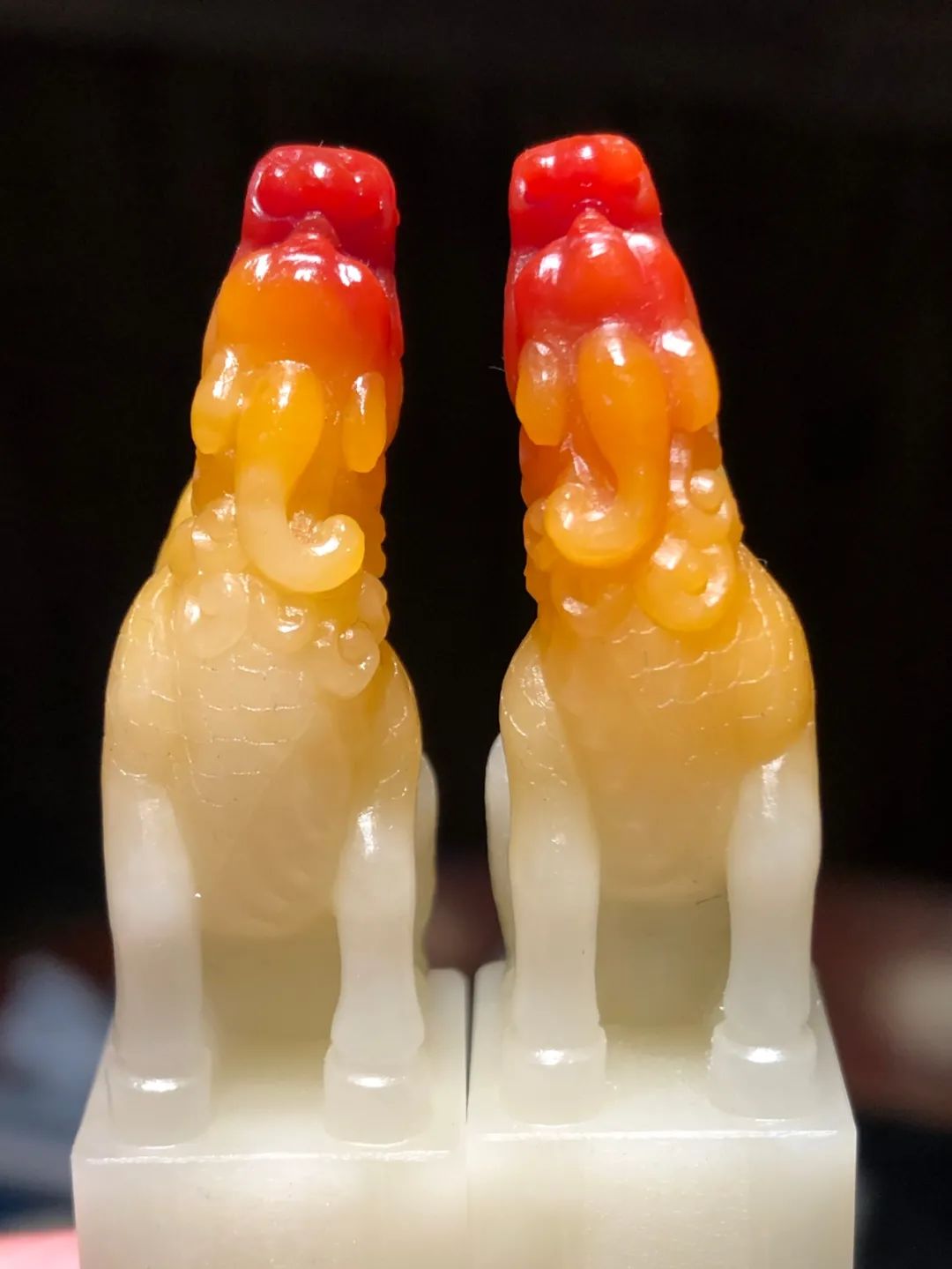 雷劍鏢大師作品高品質方正壽山三彩芙蓉對章，迸發出的美意讓人嘆為觀止!