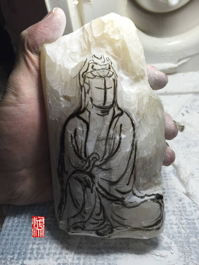 壽山石觀音擺件 壽山石的雕刻過程