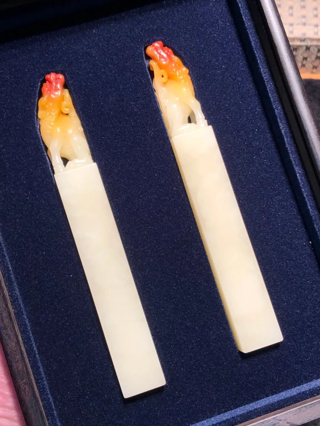 雷劍鏢大師作品高品質方正壽山三彩芙蓉對章，迸發出的美意讓人嘆為觀止!
