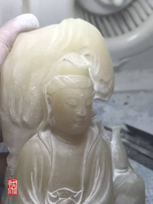 壽山石觀音擺件 壽山石的雕刻過程