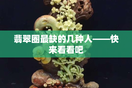 翡翠圈最缺的幾種人——快來看看吧