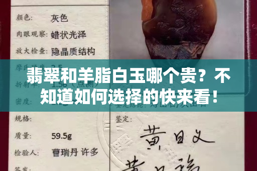翡翠和羊脂白玉哪個貴？不知道如何選擇的快來看！