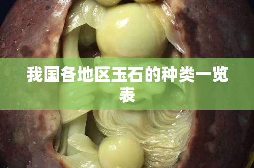 我國各地區(qū)玉石的種類一覽表