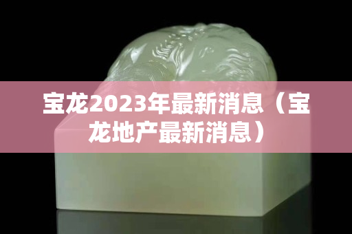 寶龍2023年最新消息（寶龍地產(chǎn)最新消息）