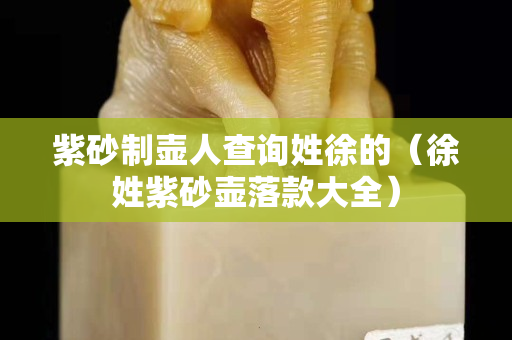 紫砂制壺人查詢姓徐的（徐姓紫砂壺落款大全）