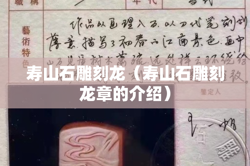 壽山石雕刻龍（壽山石雕刻龍章的介紹）