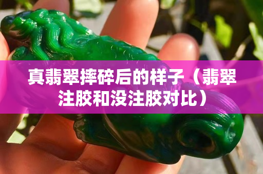 真翡翠摔碎后的樣子（翡翠注膠和沒注膠對比）